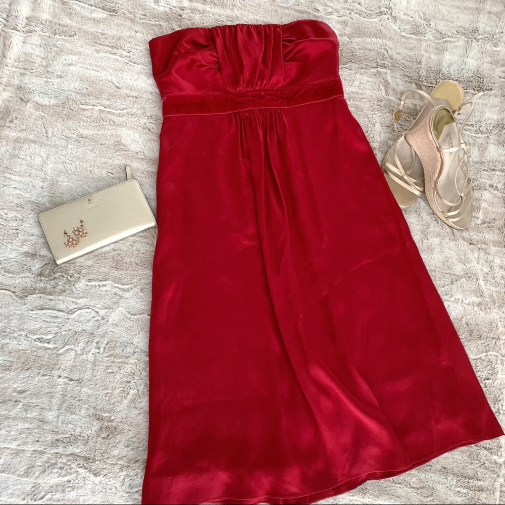 Banana Republic red strapless satin dress, 2